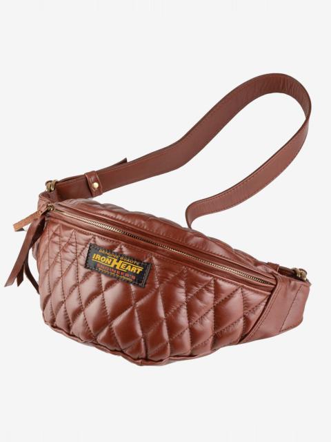 DIAMOND STITCHED LEATHER WAIST BAG - BROWN