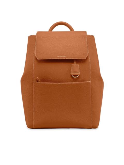 flap leather soft backpack
