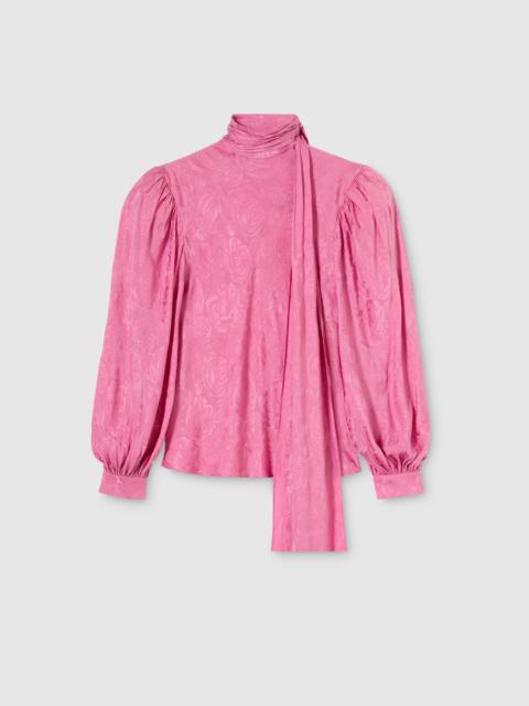 Silk twill shirt with ribbon