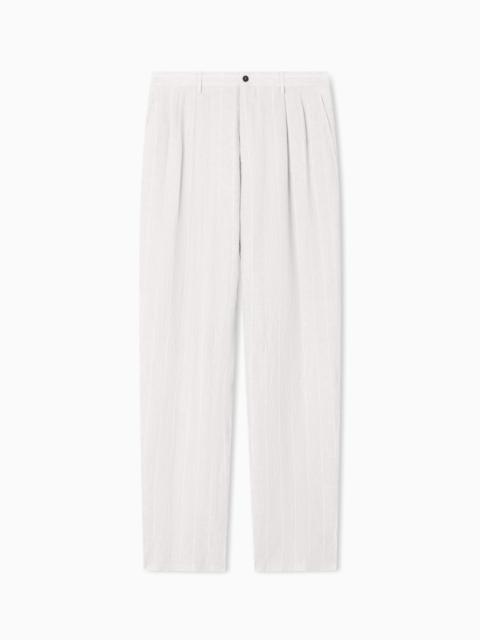 LINEN PINSTRIPE TROUSERS