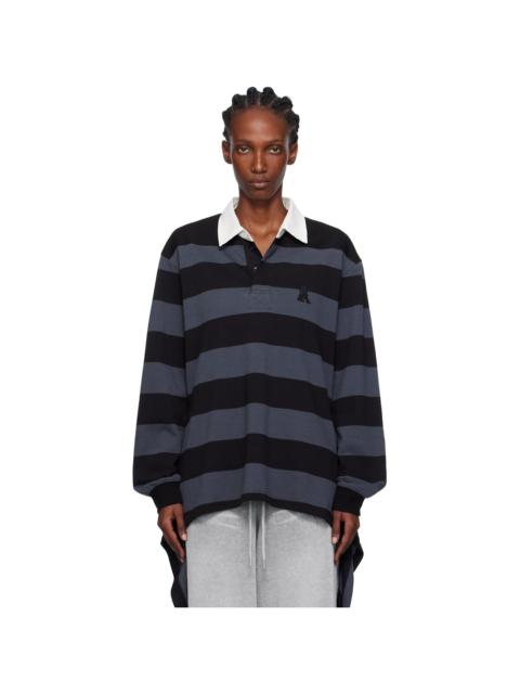 Navy Stripe Trim Rugby Polo