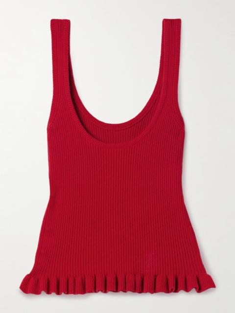 The Phoebe Ruffled Ribbed Cashmere Tank