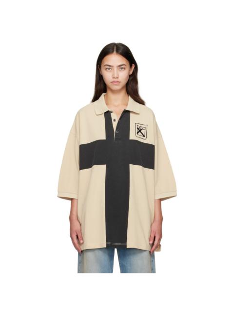Beige Fainting Cross Oversized Polo