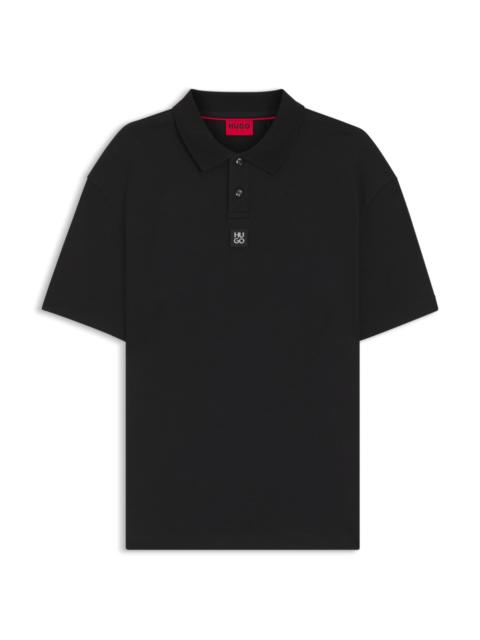 INTERLOCK-COTTON POLO SHIRT WITH STACKED LOGO