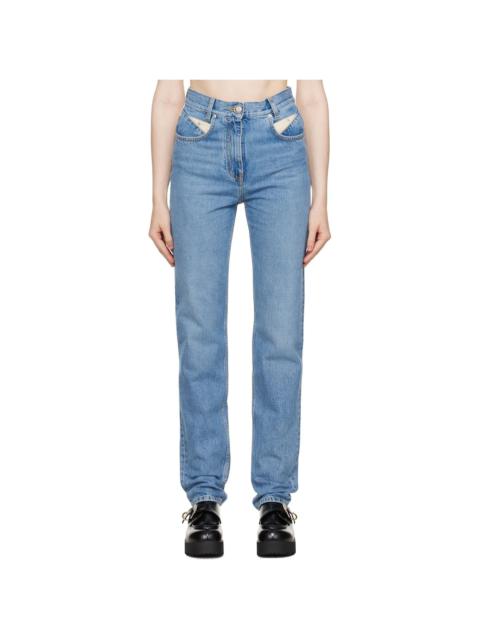 Blue Slim Fit Yoke Jeans