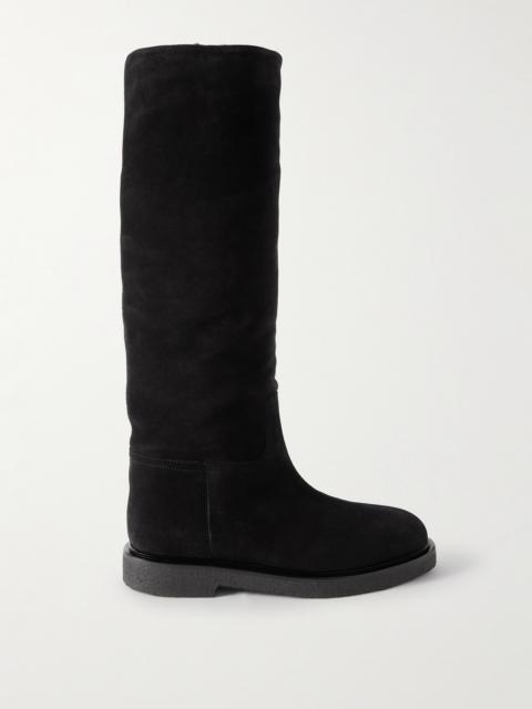 Shearling-lined Suede Knee Boots