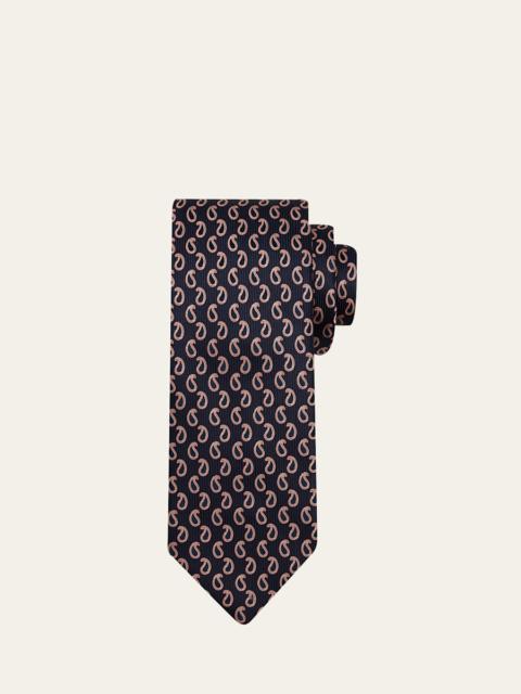 Men's Micro-Paisley Jacquard Silk Tie