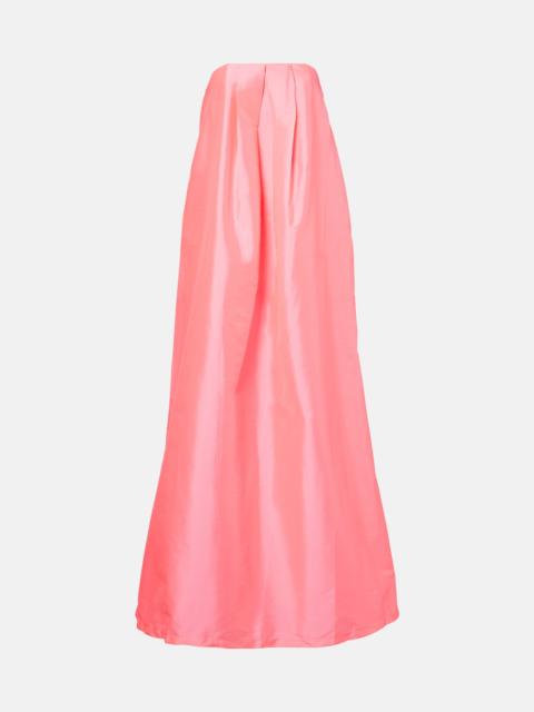 Pleated satin gown