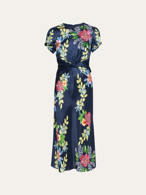 Gwen Floral Silk-Blend Dress