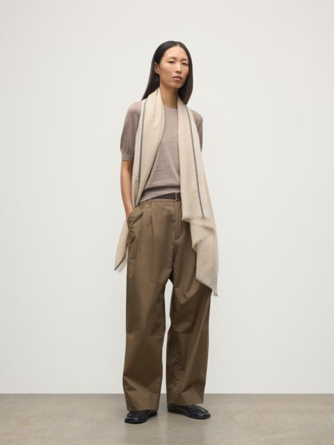 Ives Natural Chevron Border Cashmere Scarf