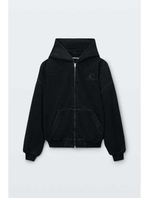 brushed denim oversized hoodie