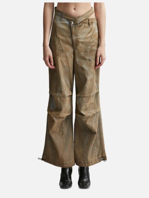 WASHED DENIM CARGO PANTS