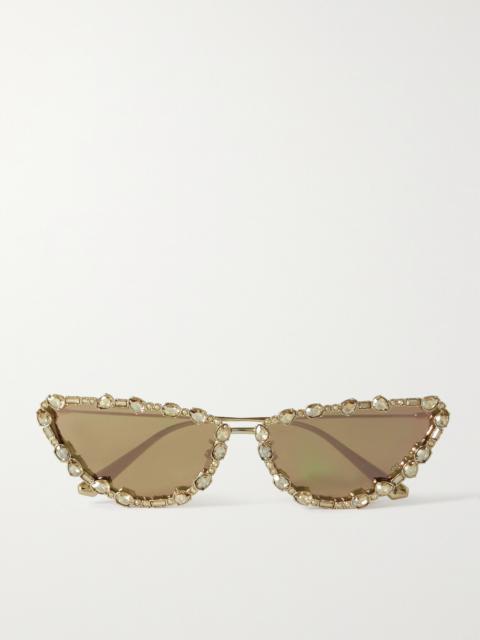 Missdior B1u Cat-eye Crystal-embellished Gold-tone Sunglasses