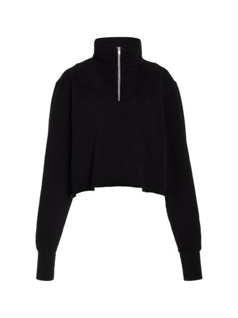 Cropped Raglan-Sleeve Cotton Pullover black