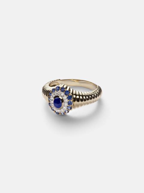 Berlingot Pompadour Baby 9kt ring with gemstones