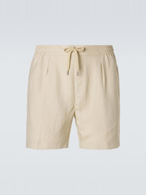 Silk and linen pleated shorts