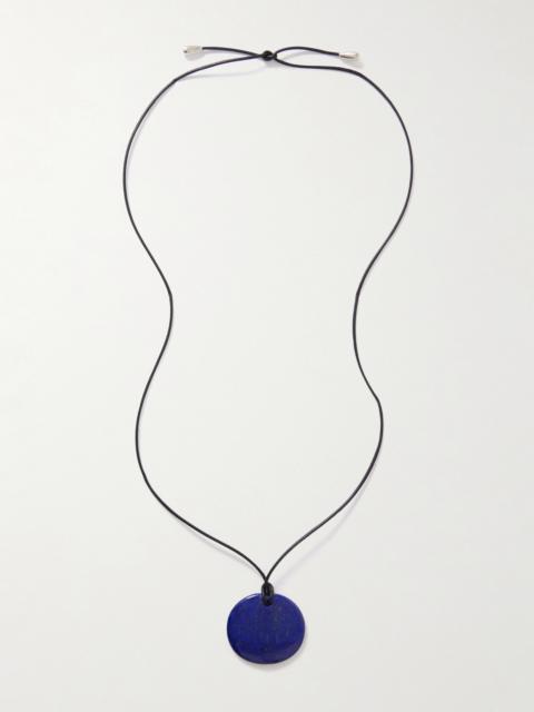 Full Moon Silver, Cord And Lapis Lazuli Necklace