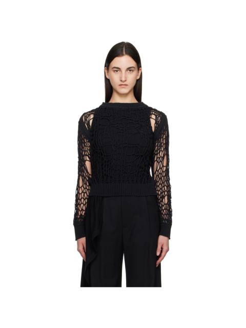 Black Messy Filet Crewneck