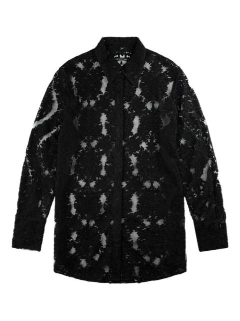 lace-patterned shirt