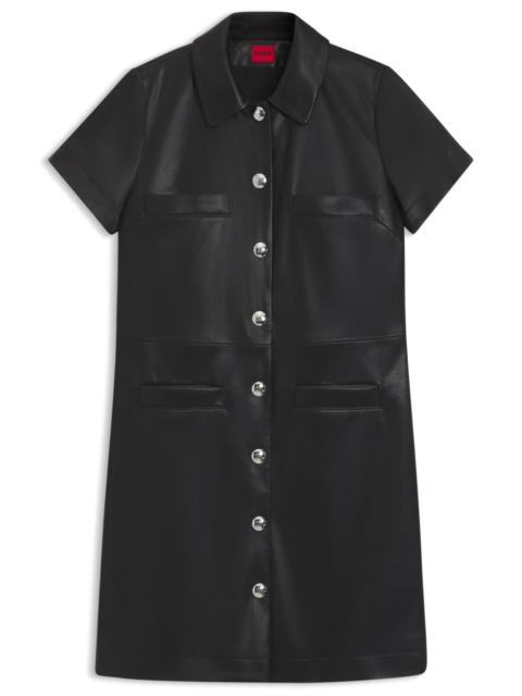 SHIRT DRESS IN FAUX LEATHER WITH PRESS-STUD BUTTONS