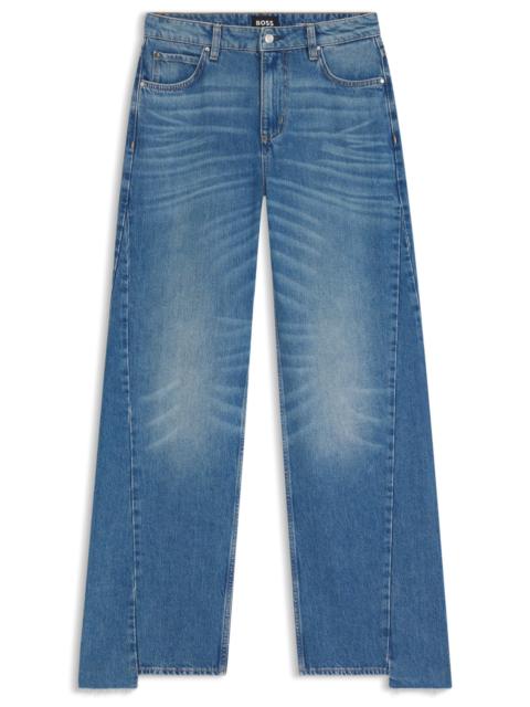 RELAXED-FIT JEANS IN INDIGO DENIM WITH STEPPED HEMS