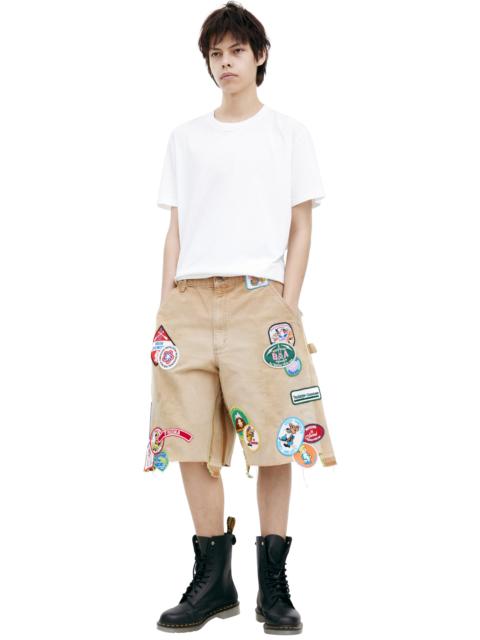 DENIM SHORTS WITH PATCHES (BEIGE)
