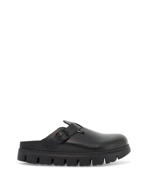 BOSTON CHUNKY SLIPPER IN BLACK NATURAL LEATHER WITH SERRATED SOLE