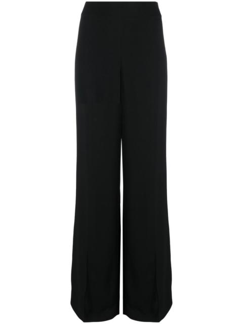 high-waisted flared trousers