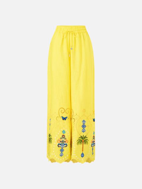STRAIGHT LEG EMBROIDERED PANT
