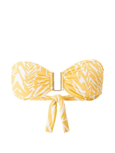 animal-print strapless bikini top