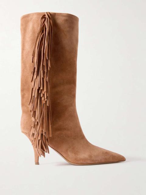 Jessie fringed suede knee boots Tan