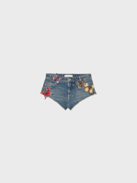 DENIM SHORTS WITH BUTTERFLIES