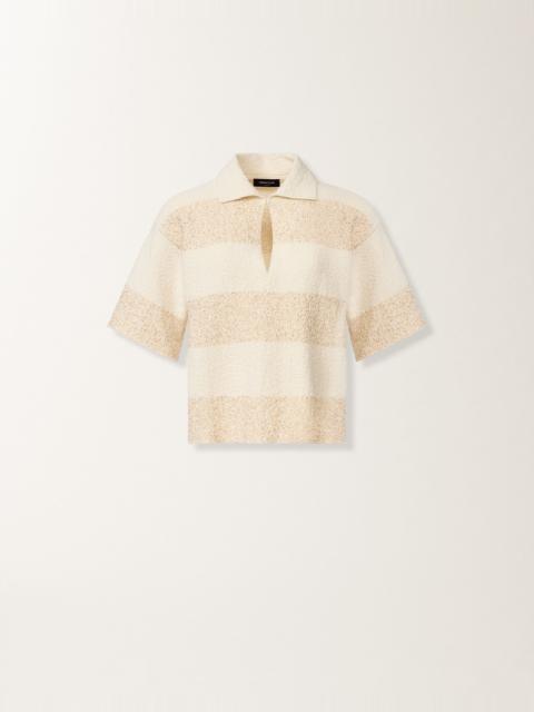 Boxy shirt in striped cotton tweed with sequins