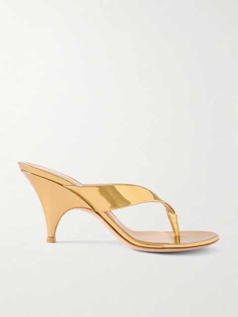 Sofia Thong 70 Mirrored-leather Sandals
