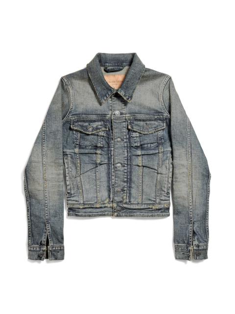 Women's Ruched Denim Jacket in Blue