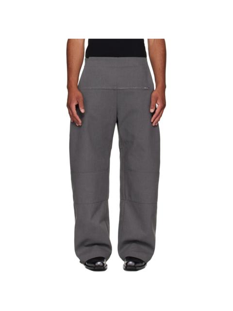 Gray Zip Detail Trousers
