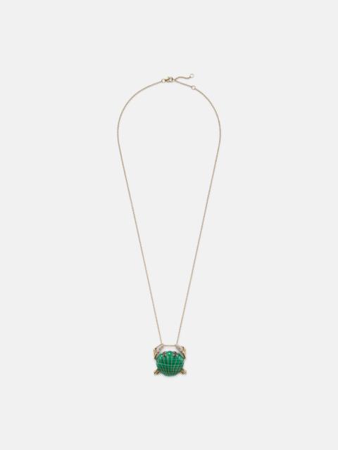 Crabe Coquillage 9kt gold pendant necklace with malachite and diamonds