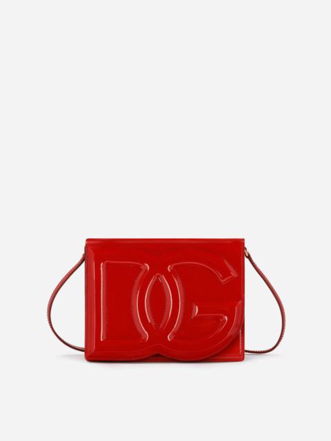 Patent leather crossbody bag with logo