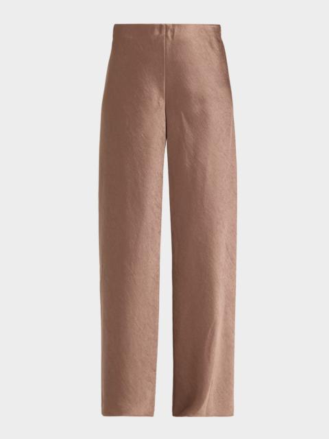 Fluid Bias-Cut Crushed Satin Pants