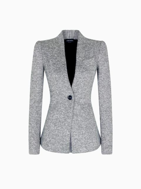 SINGLE-BREASTED JACKET IN STRIPED JACQUARD VISCOSE JERSEY