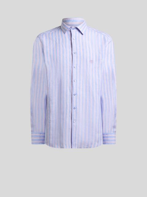 STRIPED LINEN SHIRT WITH PEGASO EMBROIDERY