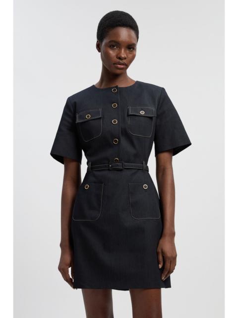 Petite Tailored Denim Belted Mini Dress