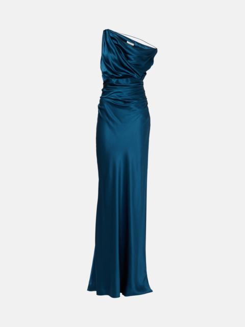 Draped silk satin gown