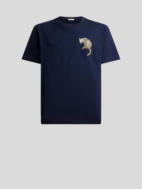COTTON T-SHIRT WITH LEOPARD PRINT AND ETRO EMBROIDERY