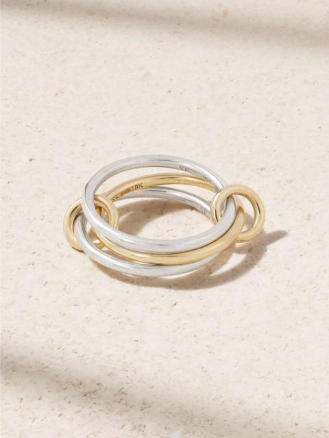 Solarium set of three 18-karat gold and sterling silver rings Gold