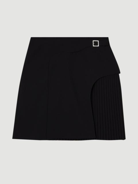Tailored Buckle Detail Pleated Mini Skirt
