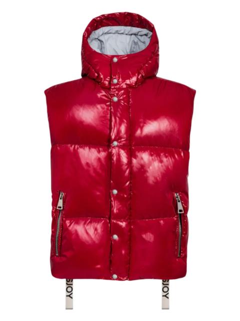 hooded zip-up puffer-design gilet