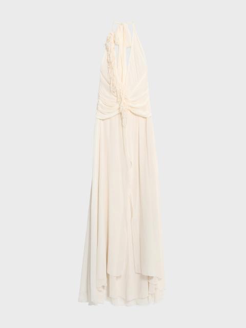 GEORGETTE LONG DRESS WITH DRAPES