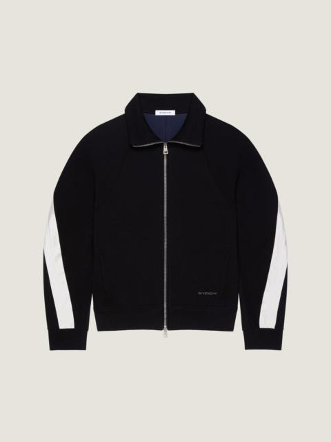 ZIPPED SWEATSHIRT IN SCUBA WITH SATIN COUTURE DETAIL