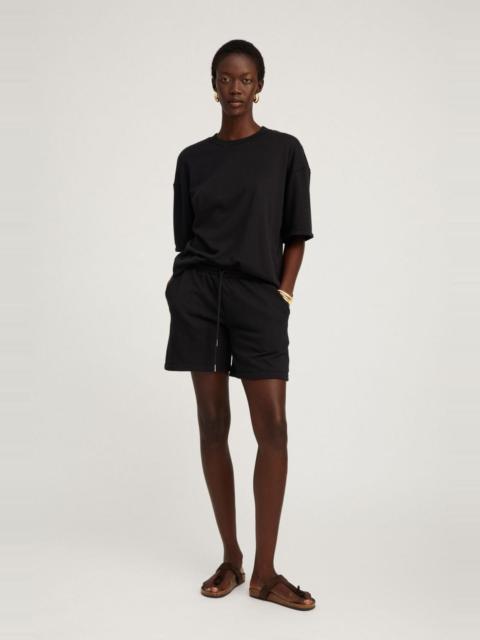 BLACK COTTON TERRY BAGGY SWEATSHORTS